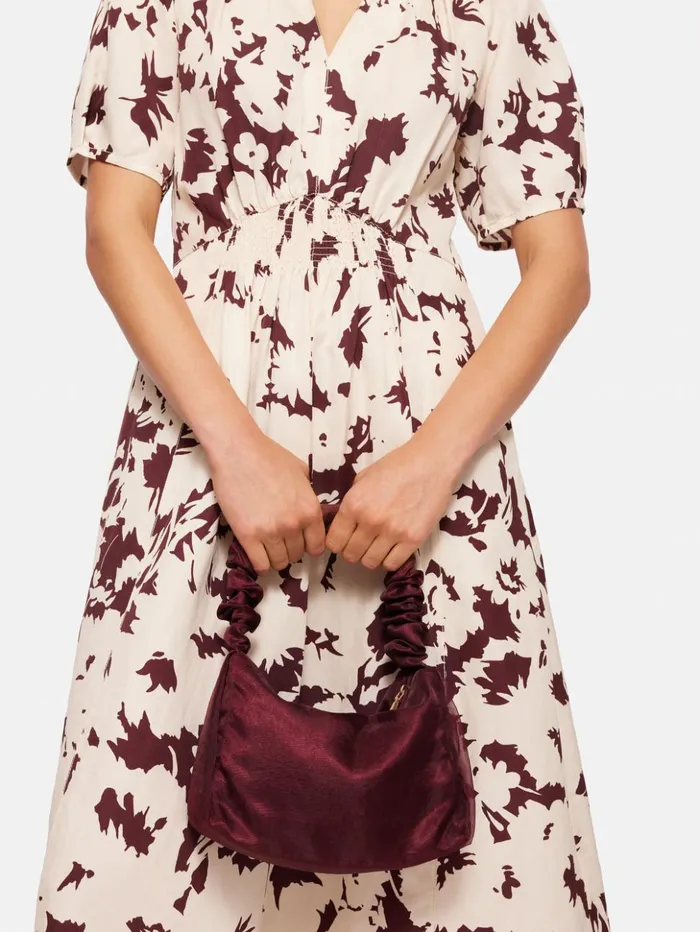 Jigsaw Ruched Organza Mini Bag Burgundy Women Bags