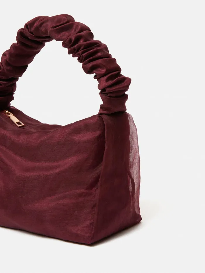 Jigsaw Ruched Organza Mini Bag Burgundy Women Bags