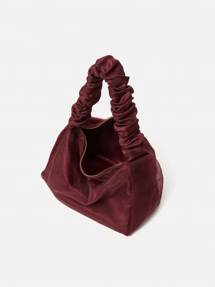 Jigsaw Ruched Organza Mini Bag Burgundy Women Bags