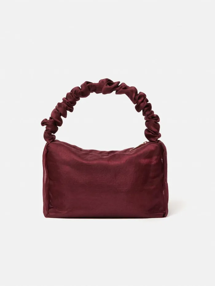 Jigsaw Ruched Organza Mini Bag Burgundy Women Bags
