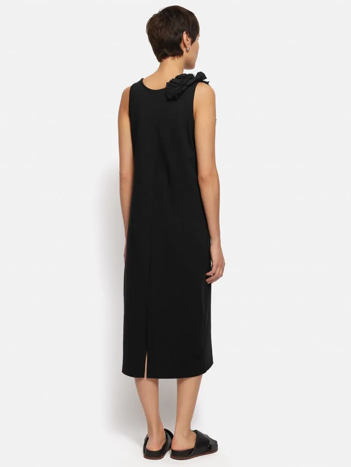 Jigsaw Ruffle Trim Jersey Dress Black Women Dresses and Jumpsuits