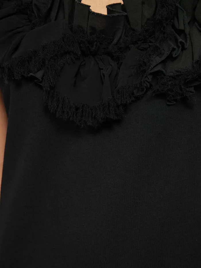 Jigsaw Ruffle Trim Jersey Dress Black Women Dresses and Jumpsuits