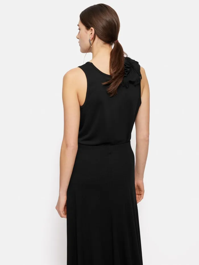 Jigsaw Ruffle Trim Jersey Top Black Women Shirts and Tops