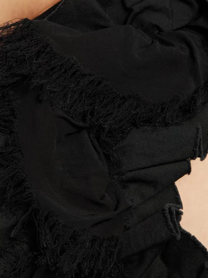 Jigsaw Ruffle Trim Jersey Top Black Women Shirts and Tops