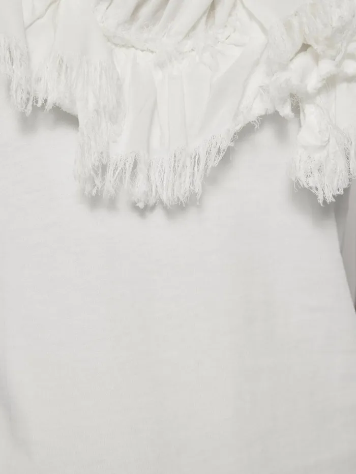 Jigsaw Ruffle Trim Jersey Top White Women Shirts and Tops