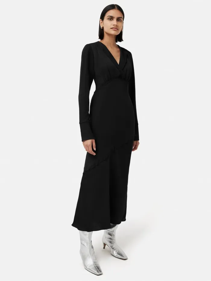 Jigsaw Satin Back Crepe Dress Black Women Dresses and Jumpsuits
