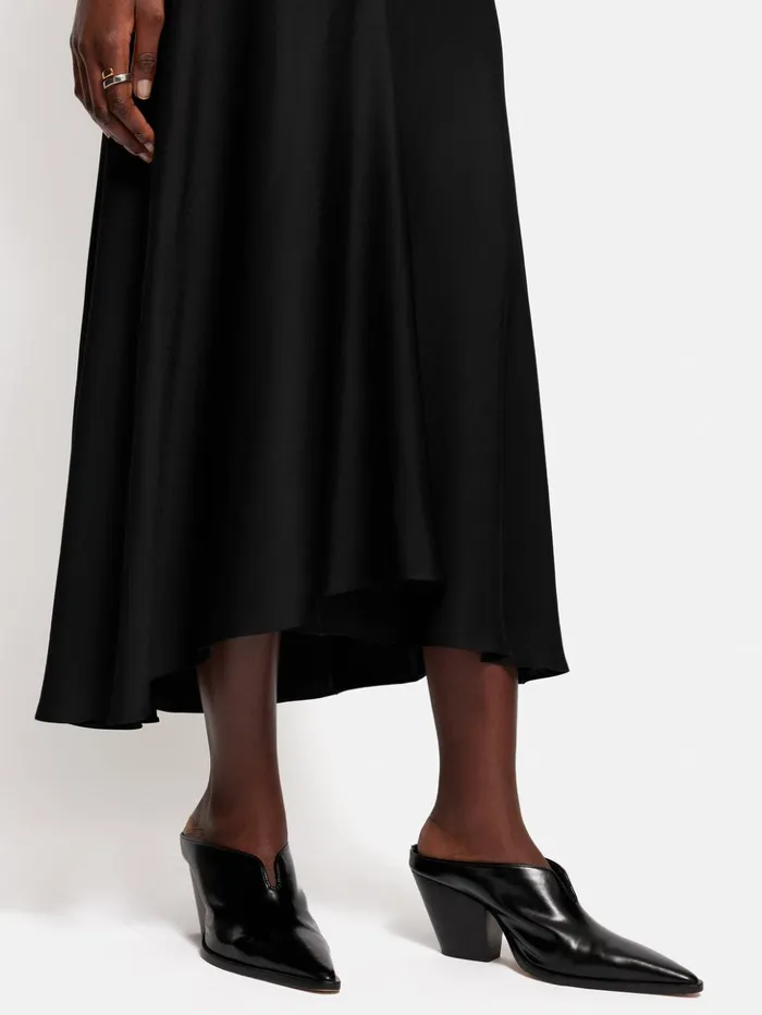 Jigsaw Satin Bias Asymmetric Skirt Black Women Skirts