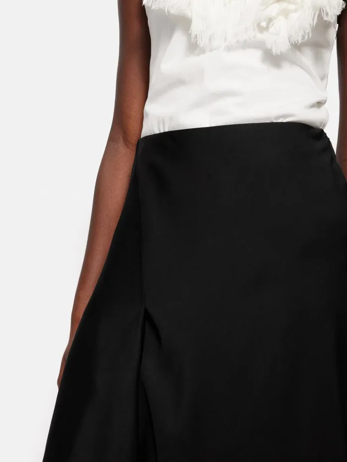 Jigsaw Satin Bias Asymmetric Skirt Black Women Skirts