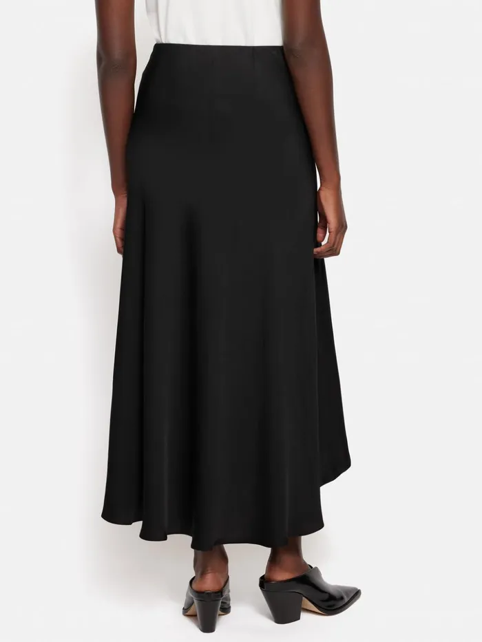 Jigsaw Satin Bias Asymmetric Skirt Black Women Skirts