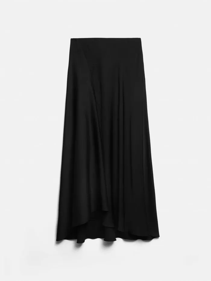 Jigsaw Satin Bias Asymmetric Skirt Black Women Skirts
