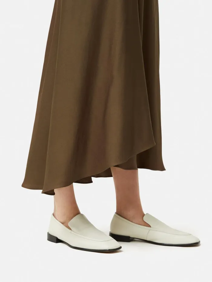 Jigsaw Satin Bias Asymmetric Skirt Dark Khaki Women Skirts