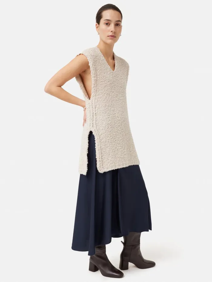 Jigsaw Satin Bias Asymmetric Skirt Navy Women Skirts