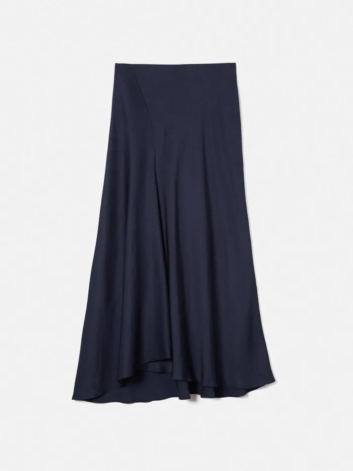 Jigsaw Satin Bias Asymmetric Skirt Navy Women Skirts