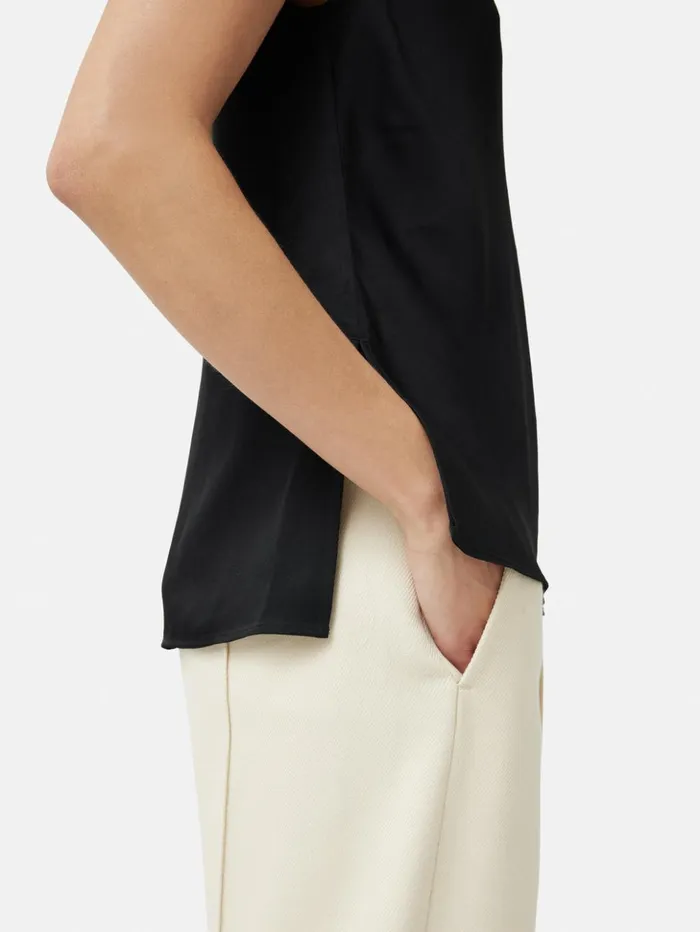 Jigsaw Satin Cowl Neck Top Black Women Shirts and Tops
