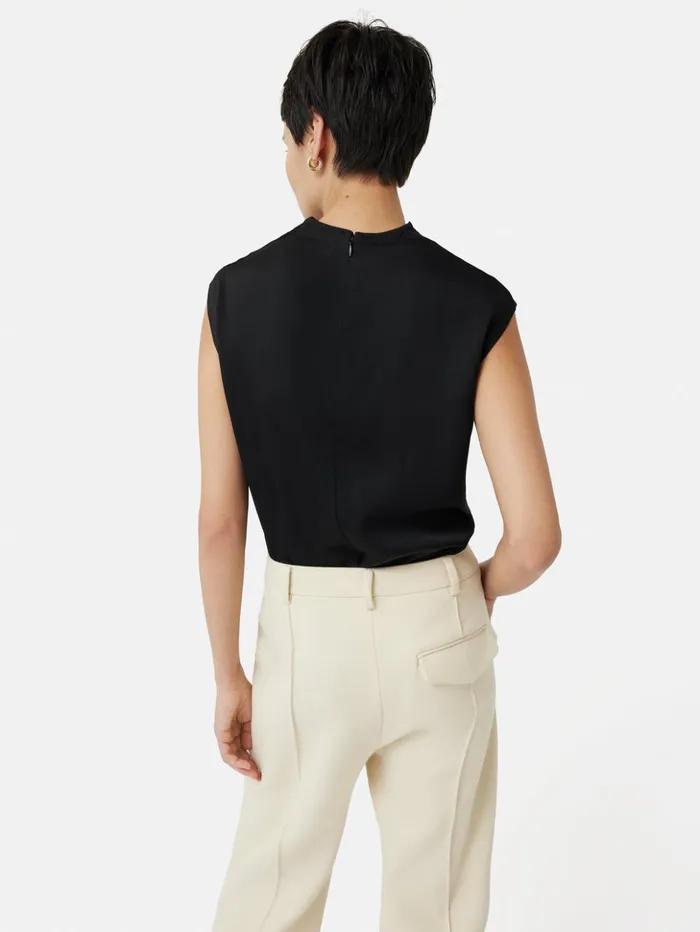 Jigsaw Satin Cowl Neck Top Black Women Shirts and Tops