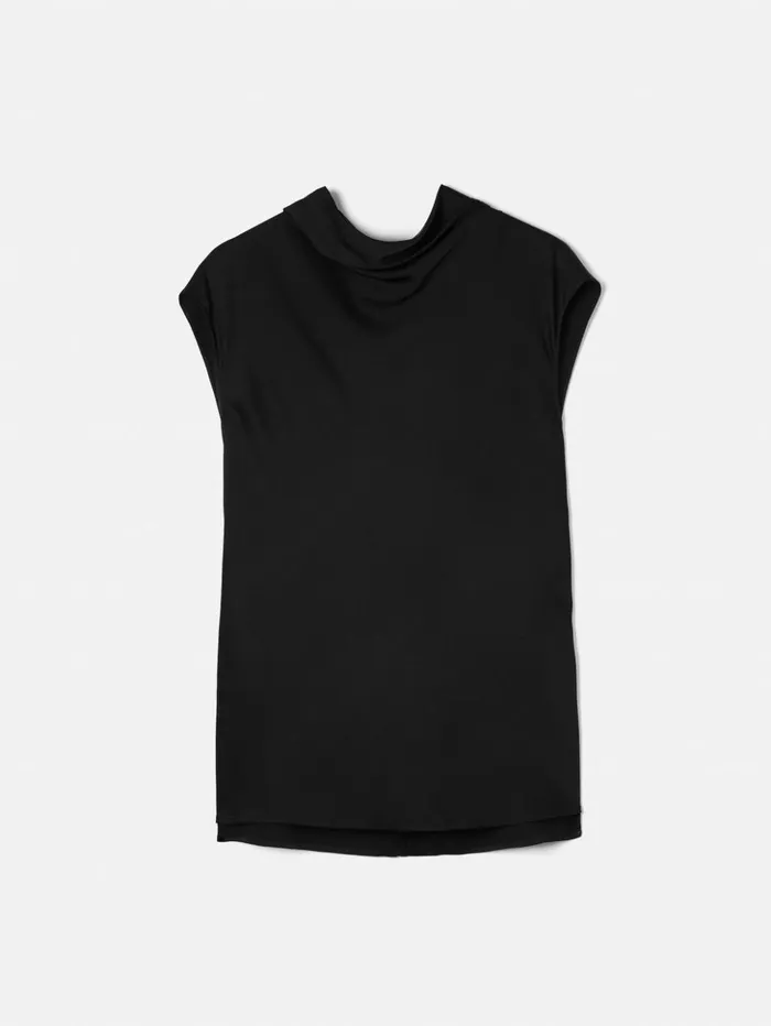 Jigsaw Satin Cowl Neck Top Black Women Shirts and Tops