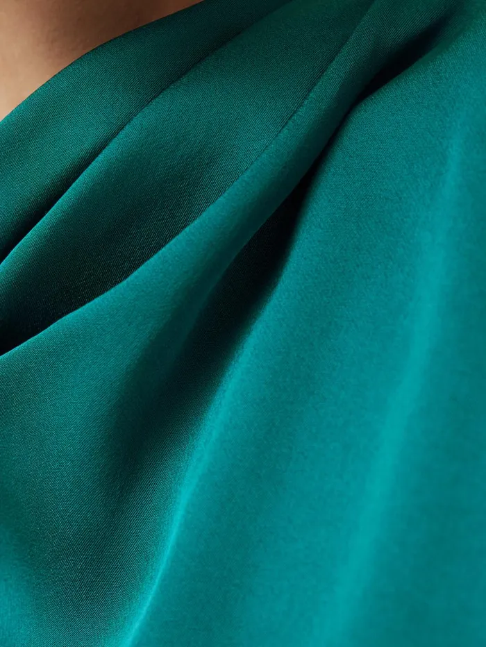 Jigsaw Satin Cowl Neck Top Green Women Shirts and Tops