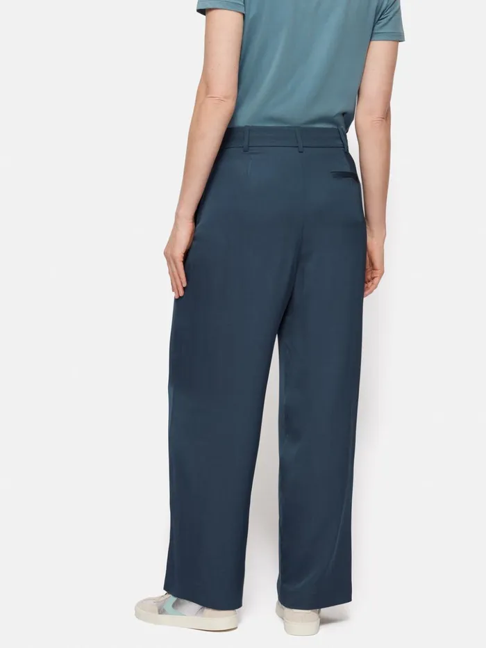 Jigsaw Satin Pleat Trouser Blue Women Trousers