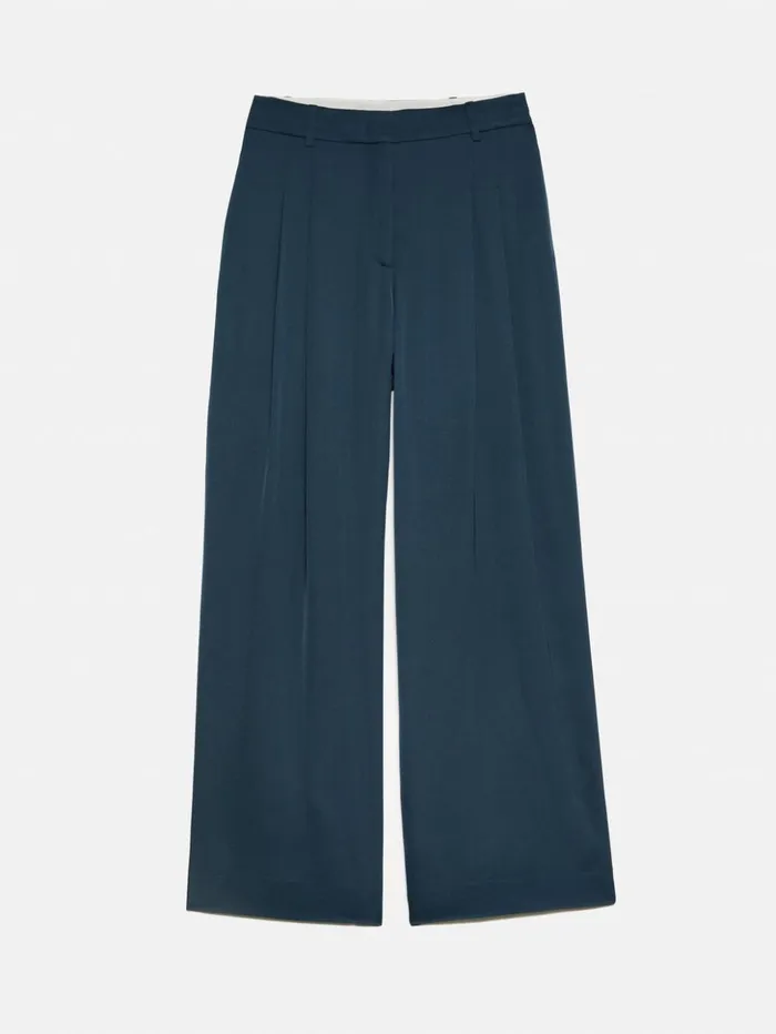 Jigsaw Satin Pleat Trouser Blue Women Trousers