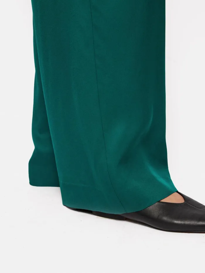 Jigsaw Satin Pleat Trouser Green Women Trousers