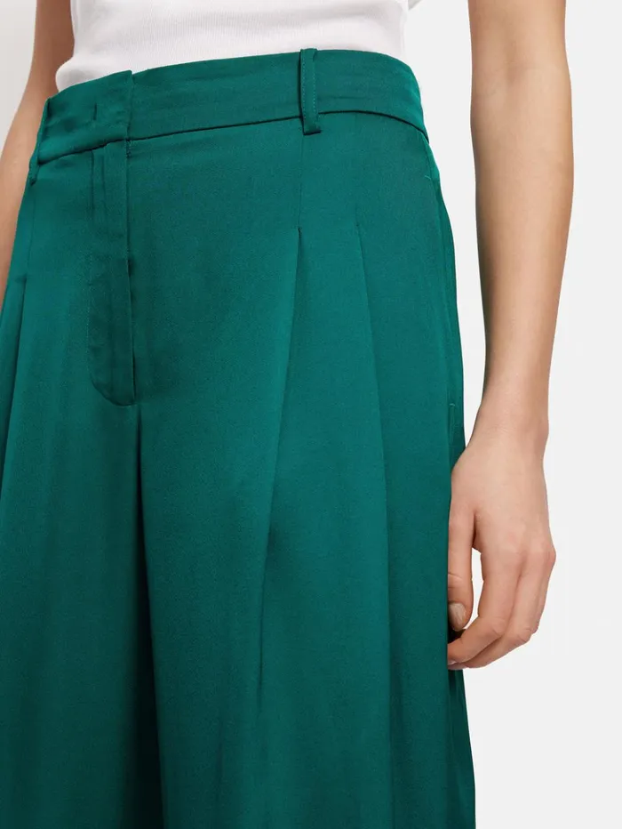 Jigsaw Satin Pleat Trouser Green Women Trousers