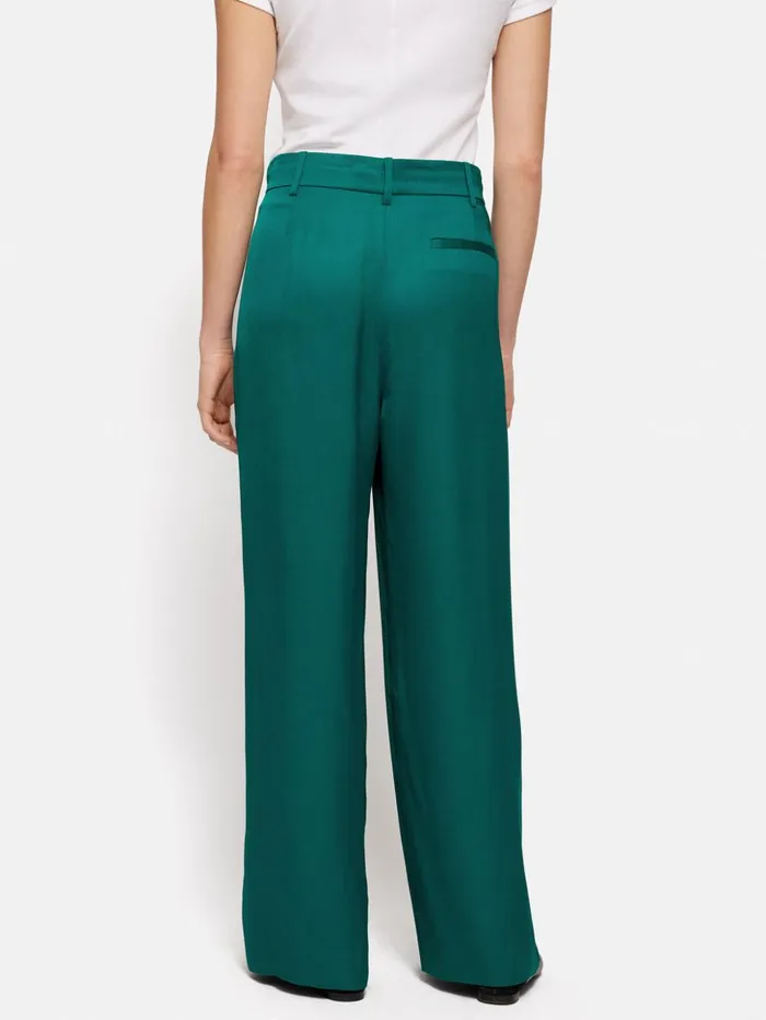 Jigsaw Satin Pleat Trouser Green Women Trousers