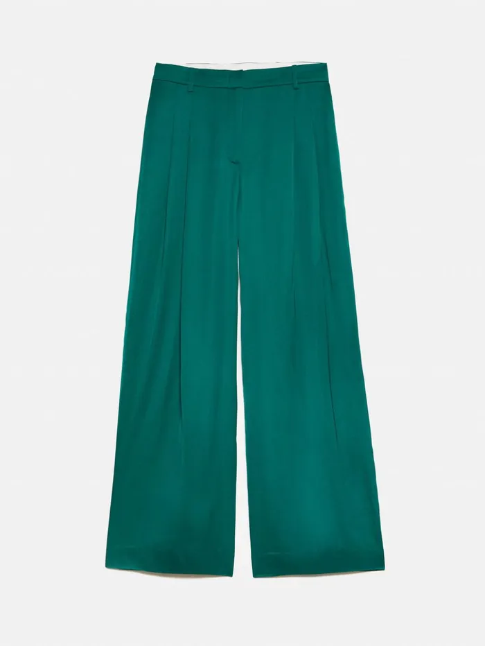 Jigsaw Satin Pleat Trouser Green Women Trousers