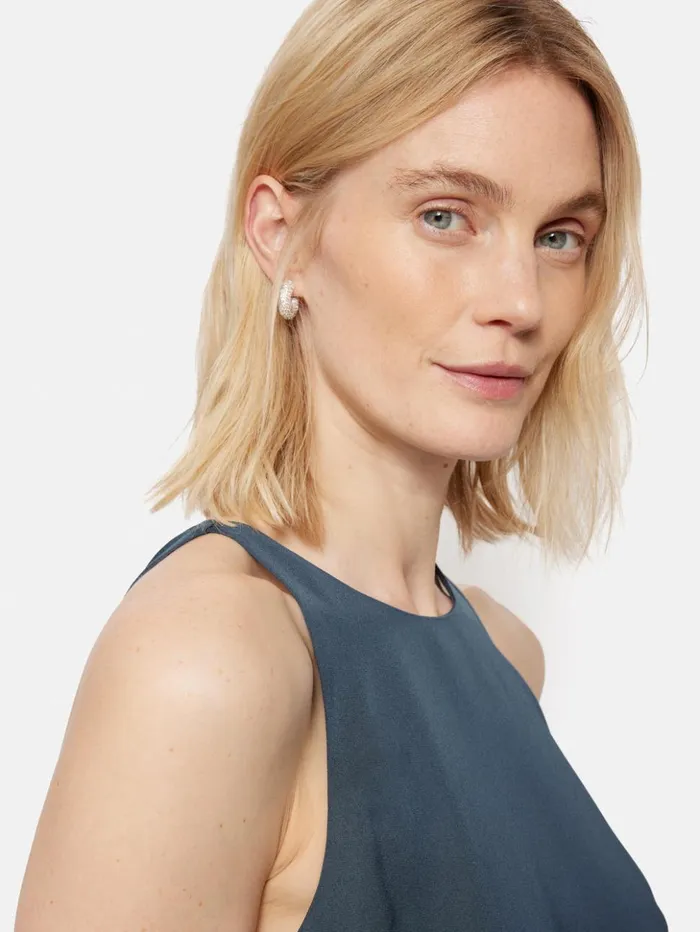 Jigsaw Satin Sleeveless Top Blue Women Coords