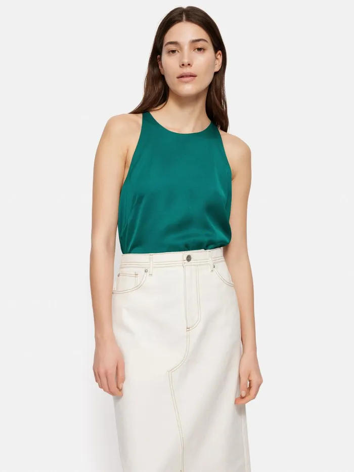 Jigsaw Satin Sleeveless Top Green Women Coords