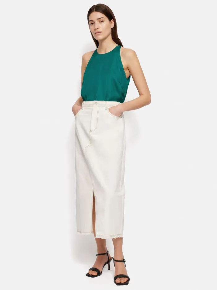 Jigsaw Satin Sleeveless Top Green Women Coords