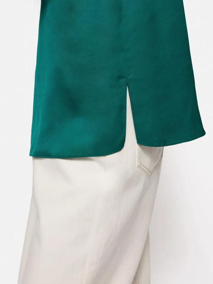 Jigsaw Satin Sleeveless Top Green Women Shirts and Tops