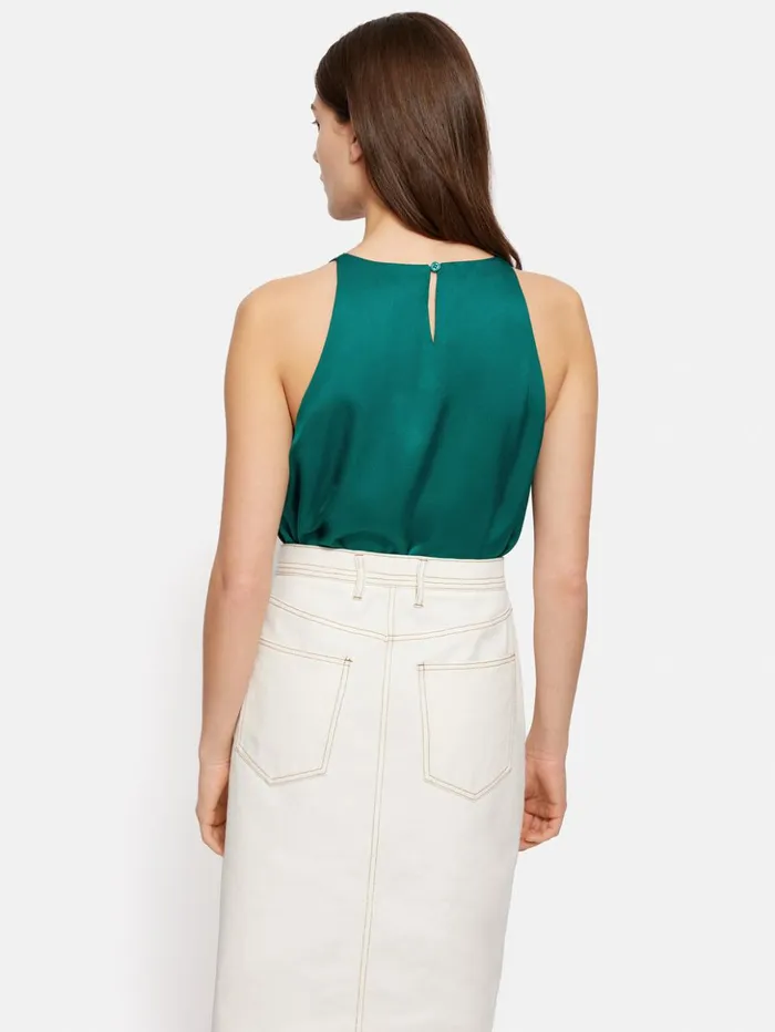 Jigsaw Satin Sleeveless Top Green Women Shirts and Tops