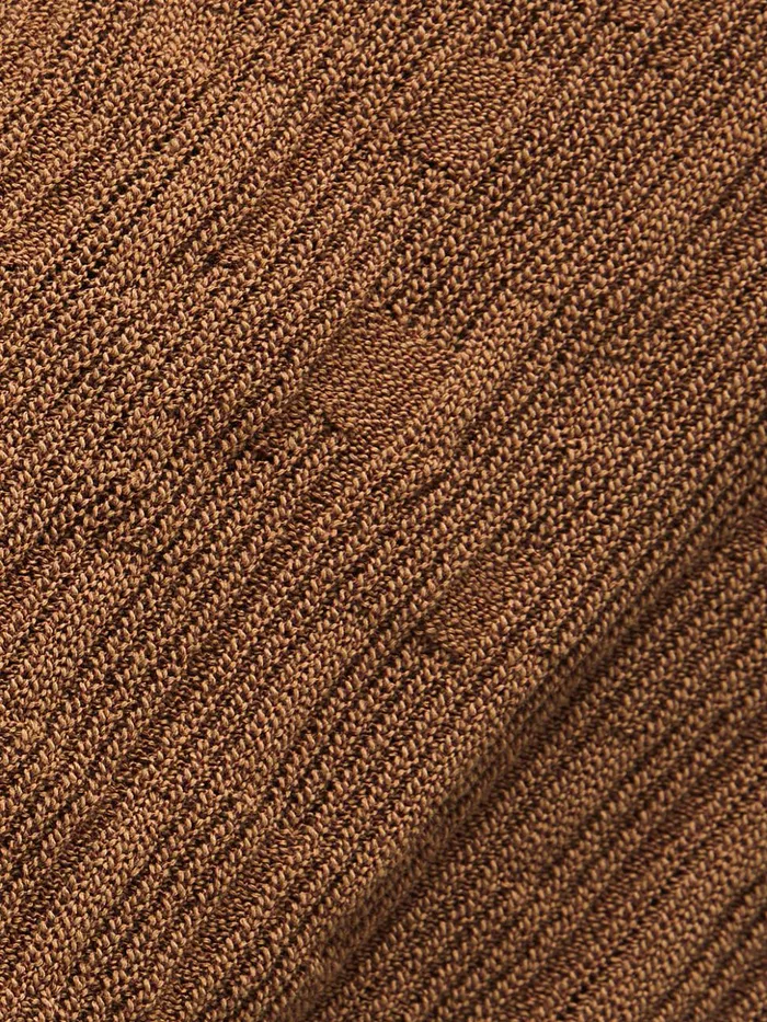 Jigsaw Scallop Textured Rib Top Brown Women Shirts and Tops