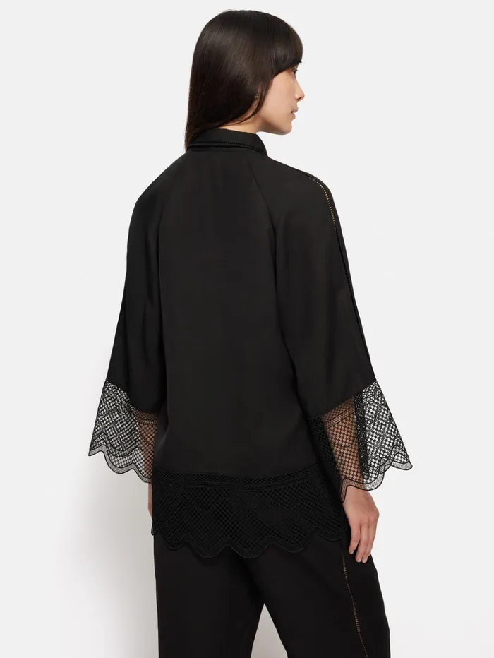 Jigsaw Scallop Trim Shirt Black Women Coords