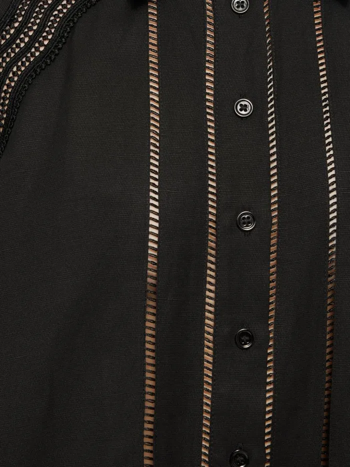 Jigsaw Scallop Trim Shirt Black Women Coords