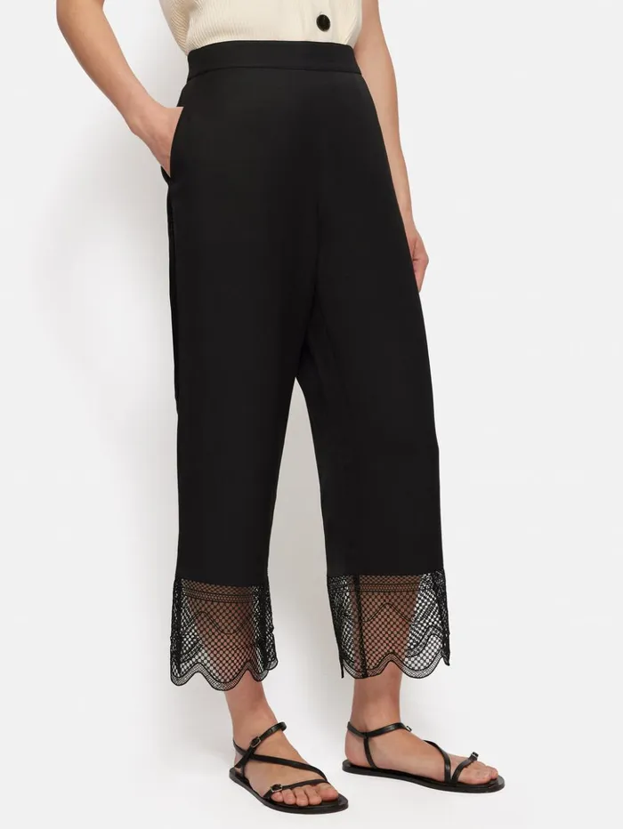 Jigsaw Scallop Trim Trouser Black Women Trousers