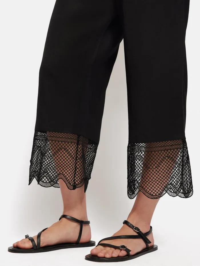 Jigsaw Scallop Trim Trouser Black Women Trousers