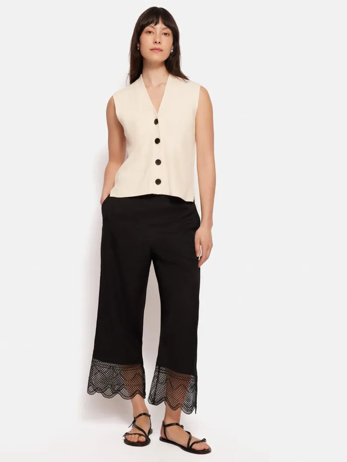 Jigsaw Scallop Trim Trouser Black Women Trousers