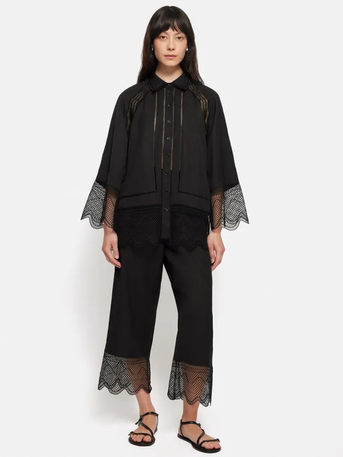 Jigsaw Scallop Trim Trouser Black Women Trousers
