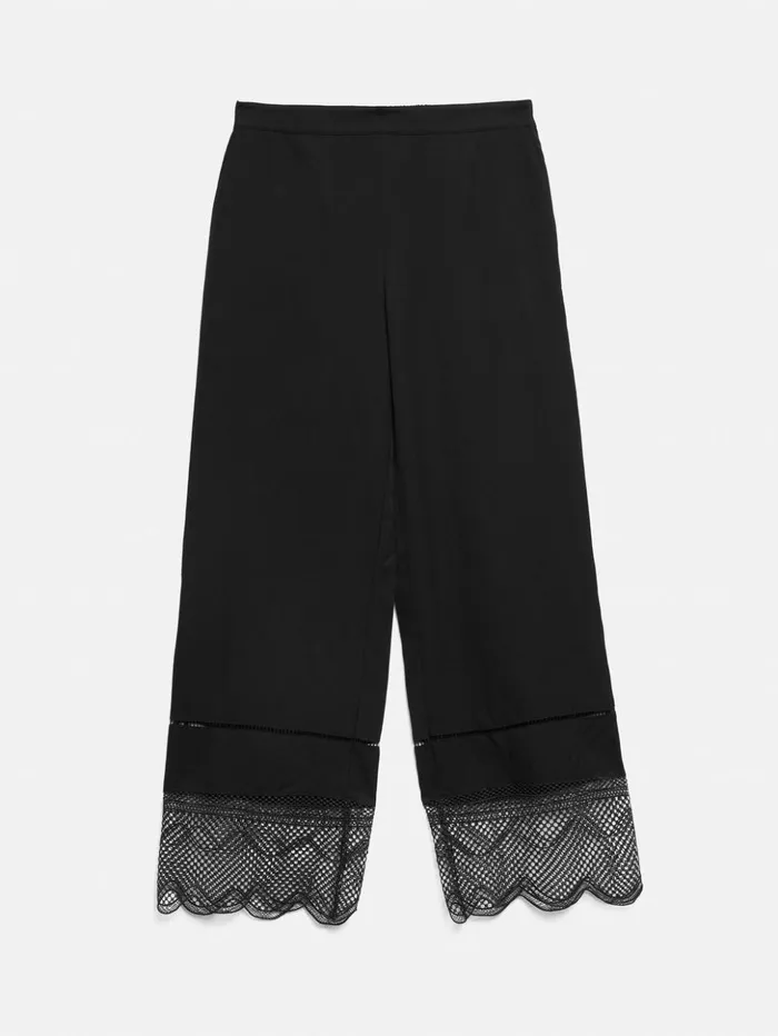 Jigsaw Scallop Trim Trouser Black Women Trousers