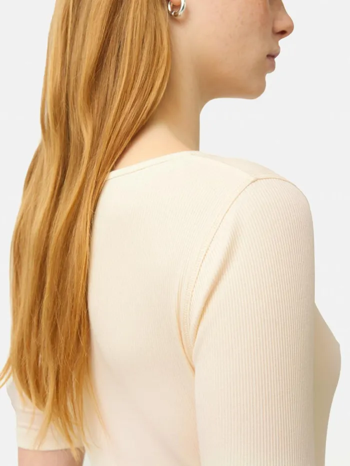 Jigsaw Scoop Neck Rib Top Ecru Women Shirts and Tops