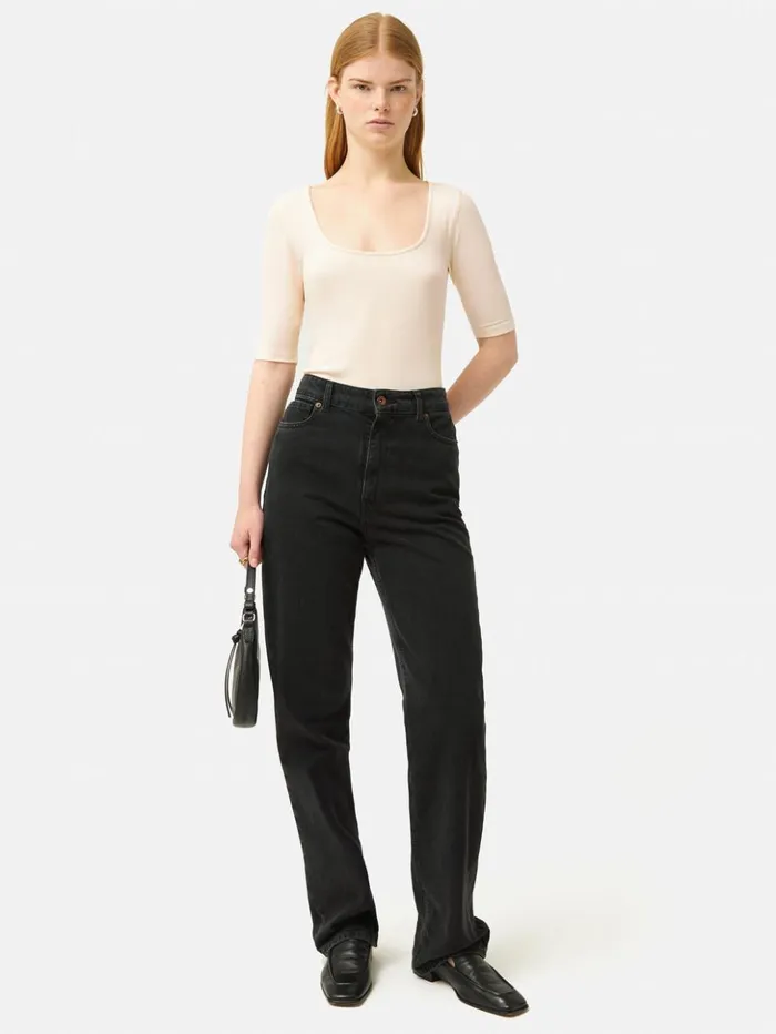 Jigsaw Scoop Neck Rib Top Ecru Women Shirts and Tops