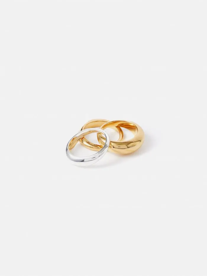 Jigsaw Sculptural Ring Set Multi Women Jewellery