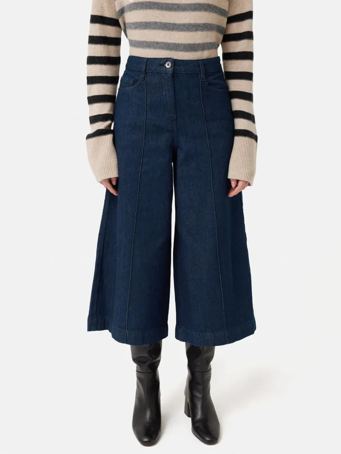 Jigsaw Seamed Denim Culotte Indigo Women Trousers