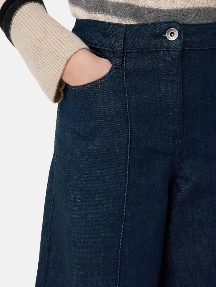Jigsaw Seamed Denim Culotte Indigo Women Trousers