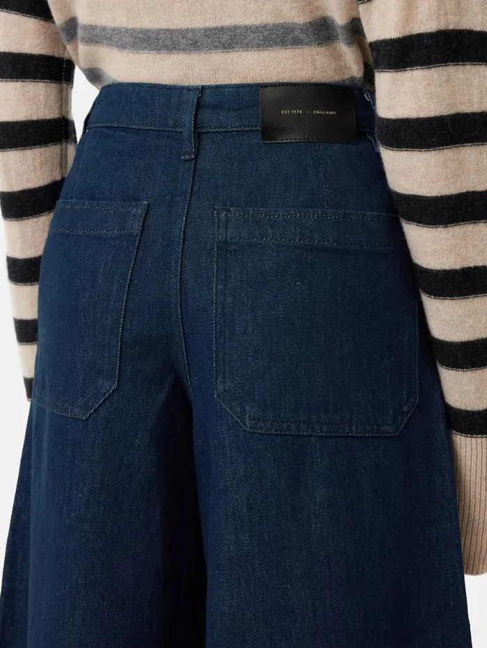 Jigsaw Seamed Denim Culotte Indigo Women Trousers