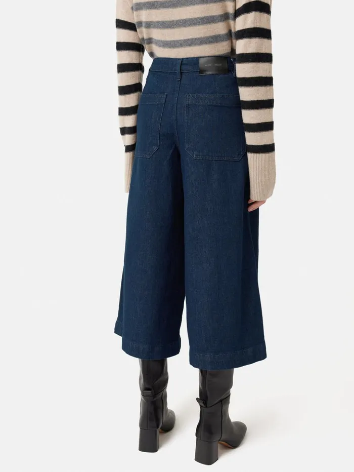 Jigsaw Seamed Denim Culotte Indigo Women Trousers