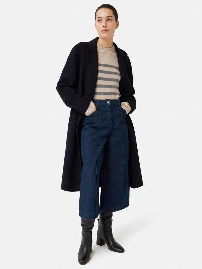 Jigsaw Seamed Denim Culotte Indigo Women Trousers