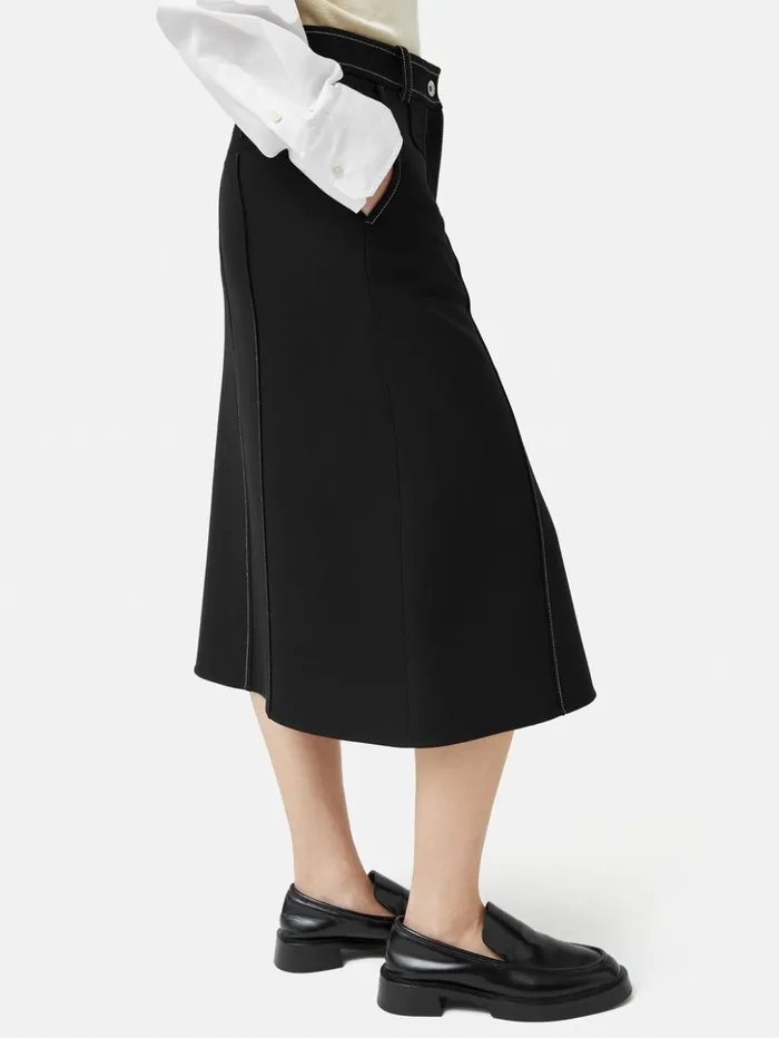 Jigsaw Seamed Detail A Line Skirt Black Women Skirts