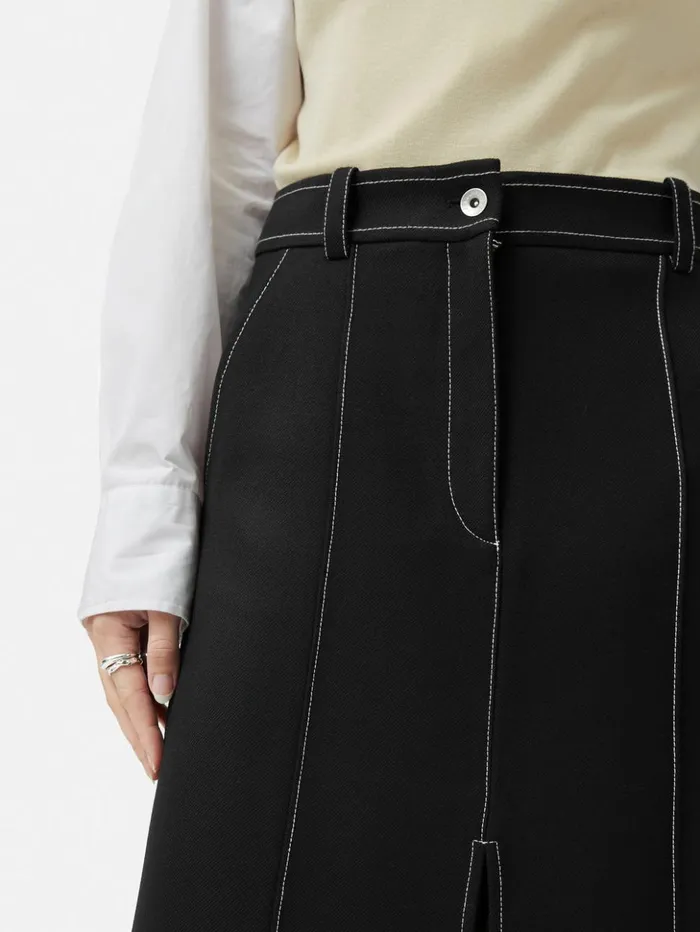 Jigsaw Seamed Detail A Line Skirt Black Women Skirts